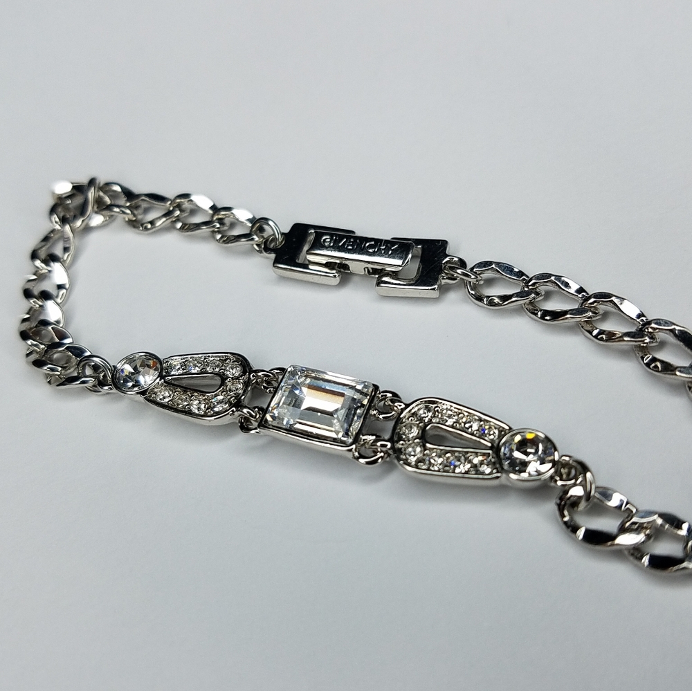Givenchy Chainlink Crystal Bracelet Silvertone - image 8